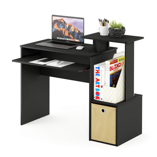 Furinno Econ 40-Inch Wide Computer Desk with Keyboard Tray, Classic Black