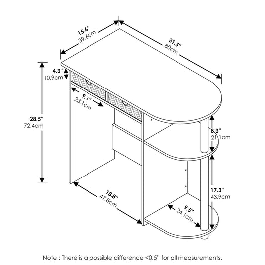 Furinno Go Green 32-Inch Computer Desk with 2-Tier Shelf, Dark Mocha