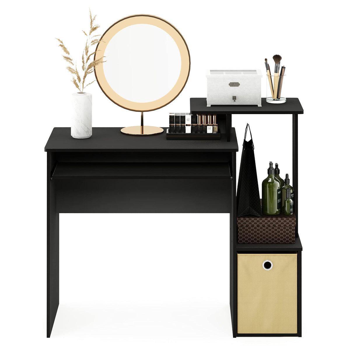 Furinno Econ 40-Inch Wide Computer Desk with Keyboard Tray, Classic Black