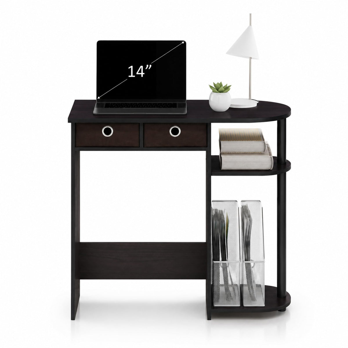 Furinno Go Green 32-Inch Computer Desk with 2-Tier Shelf, Dark Mocha