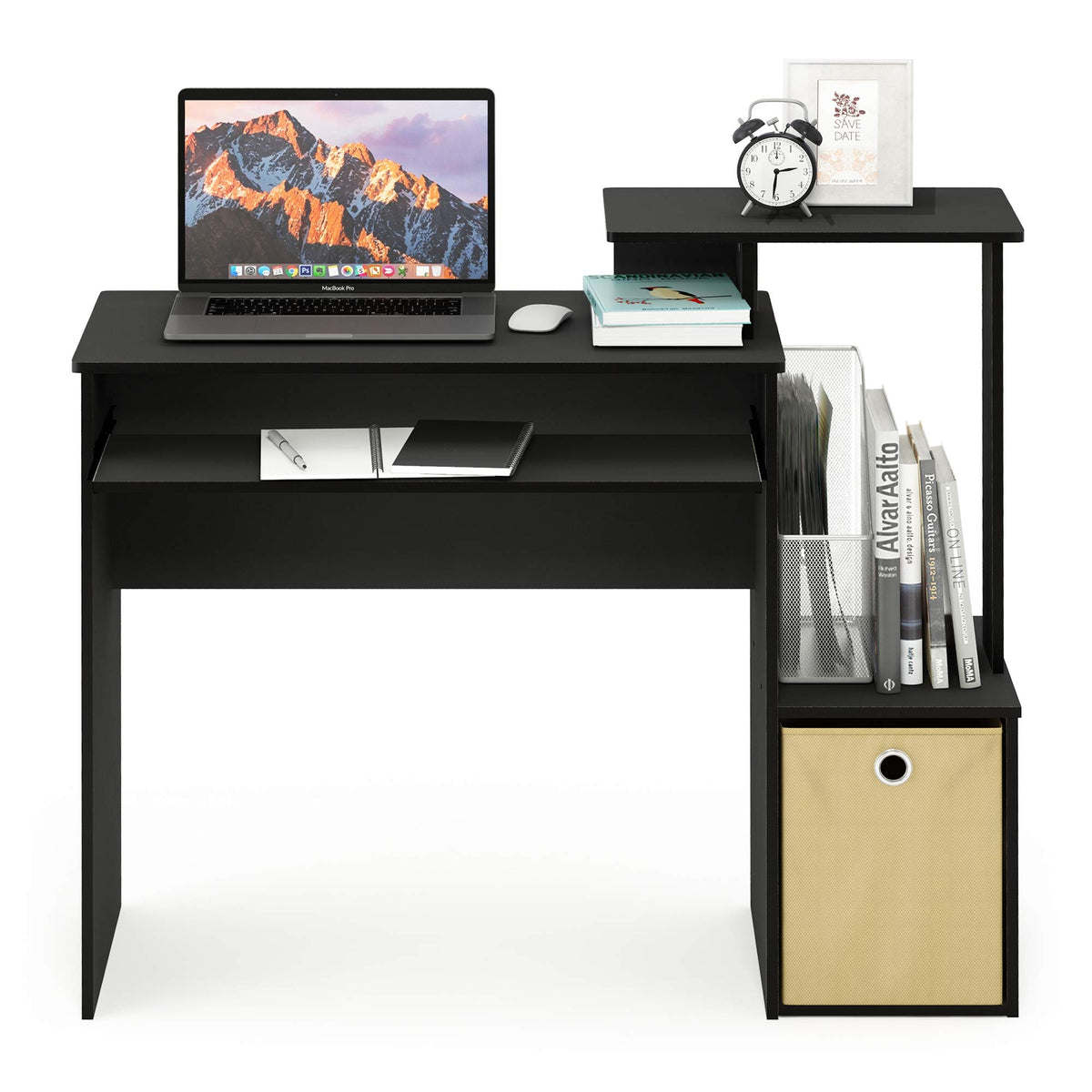 Furinno Econ 40-Inch Wide Computer Desk with Keyboard Tray, Classic Black