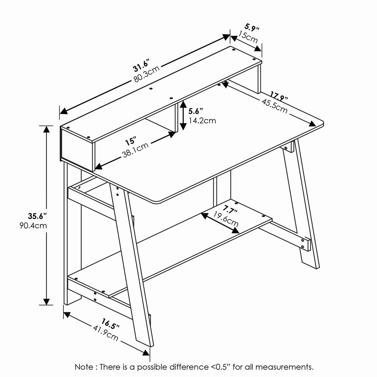 Furinno Simplistic 31-Inch Compact Computer Desk, Black Espresso