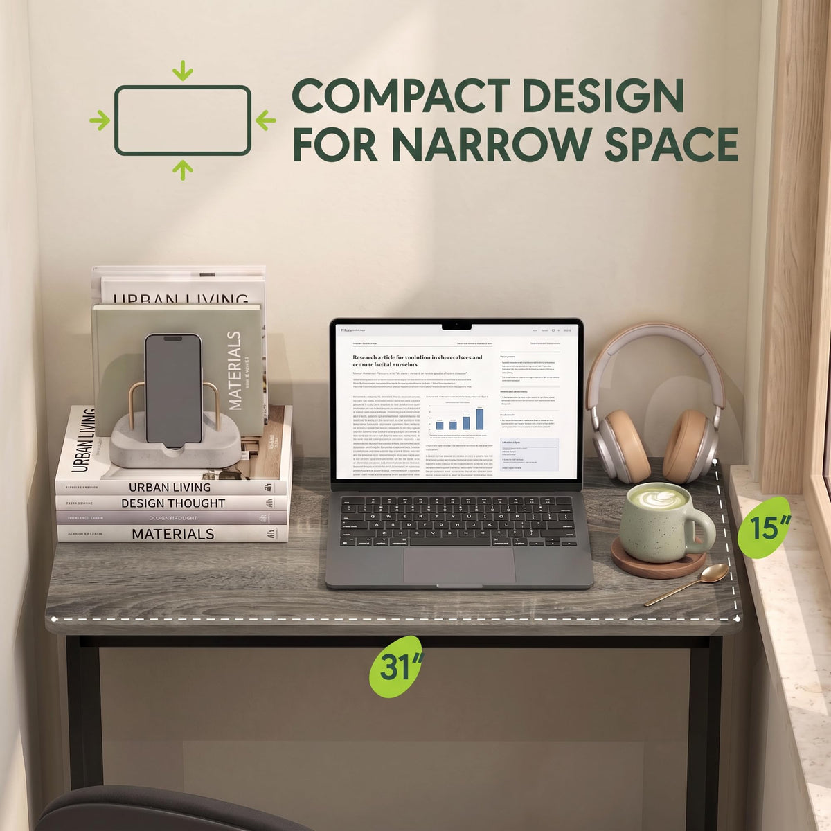 Furinno Simplistic 31-Inch Compact Computer Desk, Grey Oak