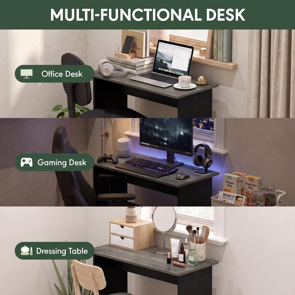 Furinno Simplistic 31-Inch Compact Computer Desk, Grey Oak